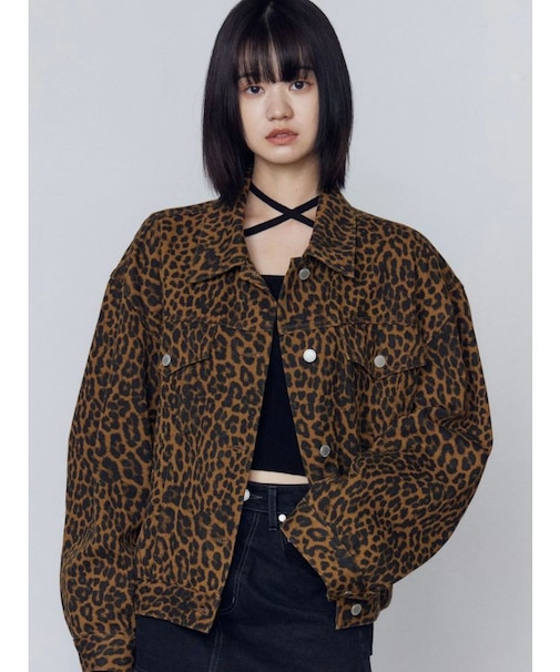 オーバーポケットレオパードブルゾン