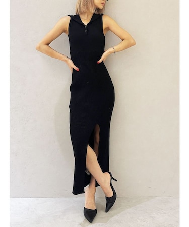 【TINY】フーディーLONG ニットワンピース