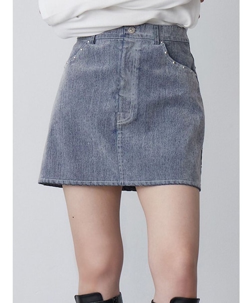 フロッキーデニムミニスカート【セット販売対象】