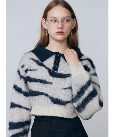 アートゼブラカラーニット