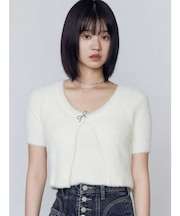 リボンチャームシャギーツインニット