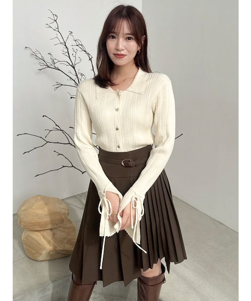 アイレットスリーブニットトップス