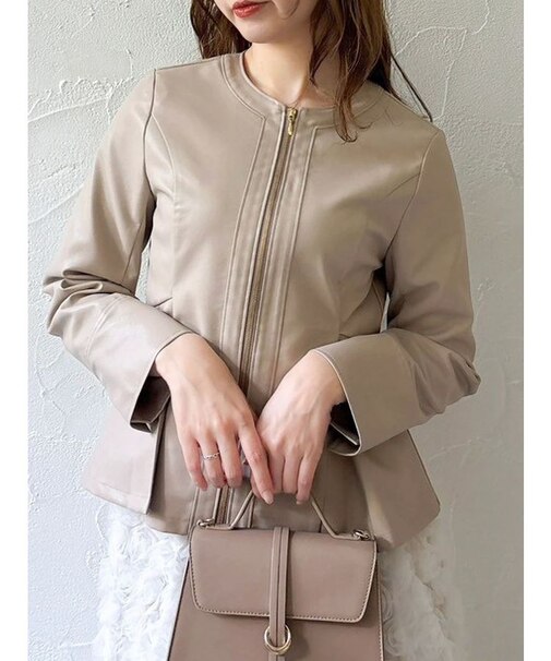 ウエストシェイプフェイクレザージャケット