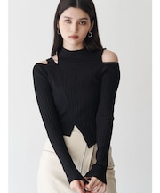 ショルダーカットリブニット