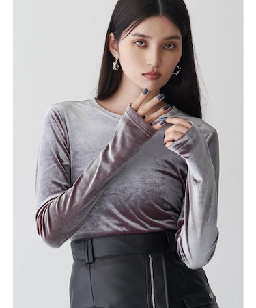 シャンブレーベロアトップス