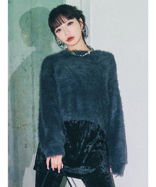 バイカラーMIXシャギーニット