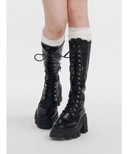 ストレッチレースアップロングブーツ