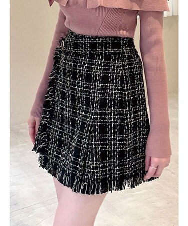 ツイードラップミニスカート