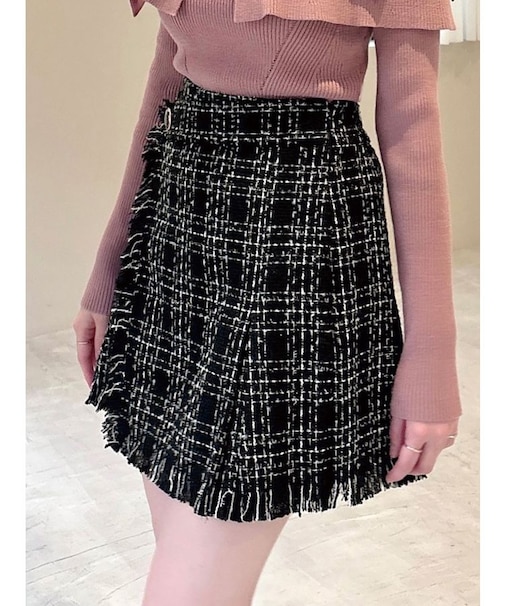 ツイードラップミニスカート
