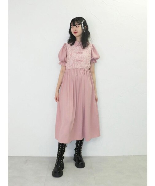 レースドッキングチャイナワンピース