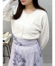 ミニシャギーロングスリーブニットカーディガン