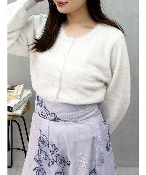 ミニシャギーロングスリーブニットカーディガン