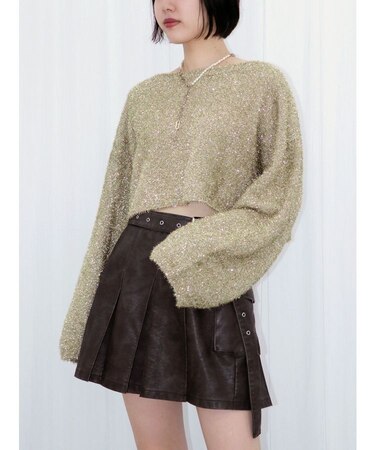 クロップドラメニットプルオーバー