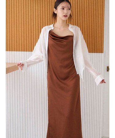 サテンキャミナローワンピース