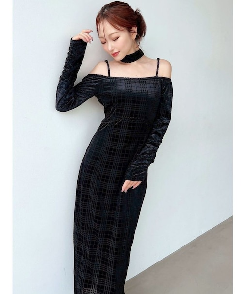 チョーカーベロアナローワンピース