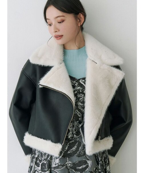 フェイクレザームートンボンバージャケット