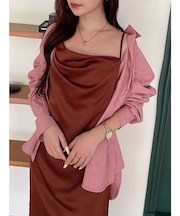 配色ステッチビッグリボンセットシャツ