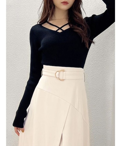 デコルテクロスニットトップス