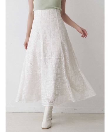 レースパッチワークフレアスカート