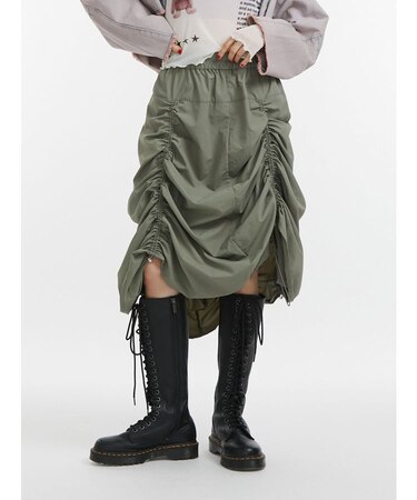 アシメギャザーミディスカート