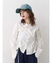 アシメドロストギャザーシャツ