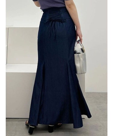 バックレースアップストレッチマーメイドスカート