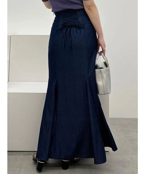 バックレースアップストレッチマーメイドスカート