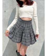 チェックミニフレアスカート【セットアップ着用可能】