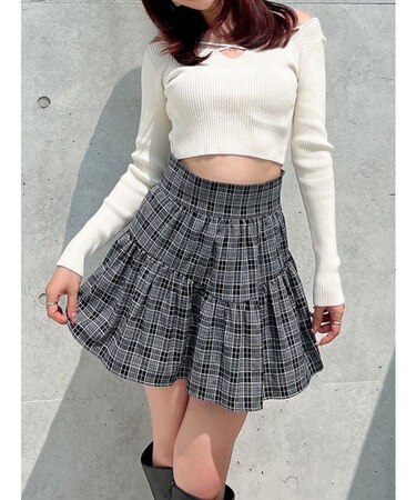 チェックミニフレアスカート【セットアップ着用可能】