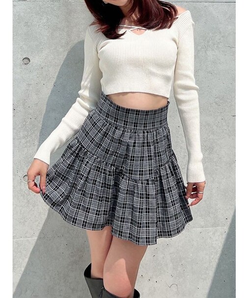 チェックミニフレアスカート【セットアップ着用可能】