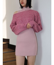 レイヤードニットミニワンピース