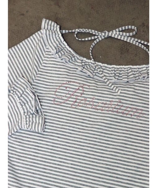 ラインストーンフリルトップス