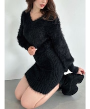 シャギーニットワンピース