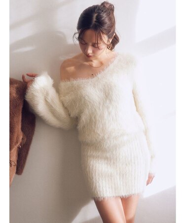 シャギーニットワンピース