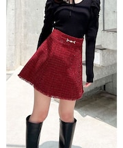 フリンジツイードミニスカート【セットアップ着用可能】
