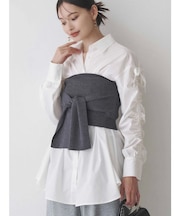 シャーリングZIPビスチェセットシャツ