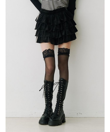 ベロアラインティアードミニスカート【セットアップ対応】