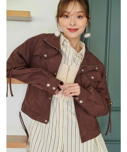 フェイクスエードドロストスリーブブルゾン