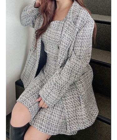 オリジナルツイードテーラードジャケット【セットアップ着用可】