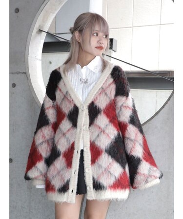 パターンモヘアライクルーズカーデ