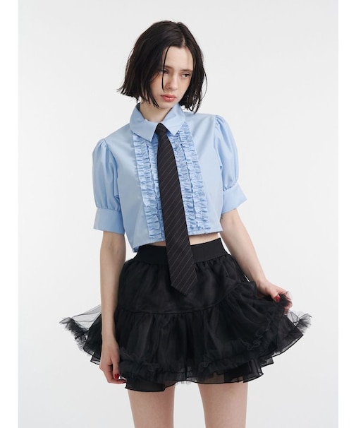 クロップドフリルブラウス