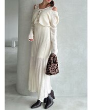 アンサンブルレースニットワンピース