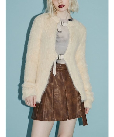 シャギーベルトカーデ