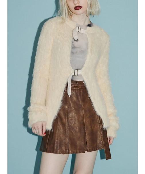 シャギーベルトカーデ