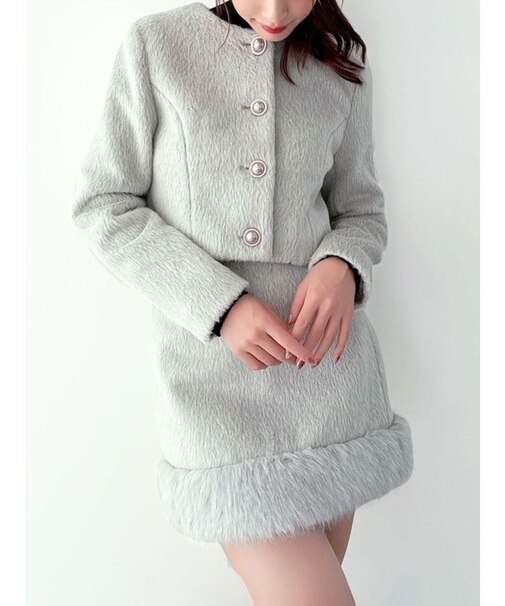 ノーカラーショートジャケット【セットアップ着用可能】