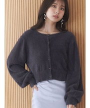 ミニシャギークルーネックカーディガン