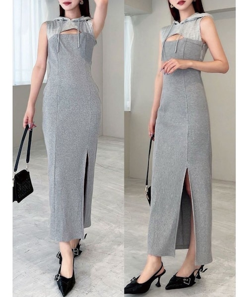 Randy カットアウトフーディーワンピース randy カットアウトフーディーワンピース カットアウトフーディ