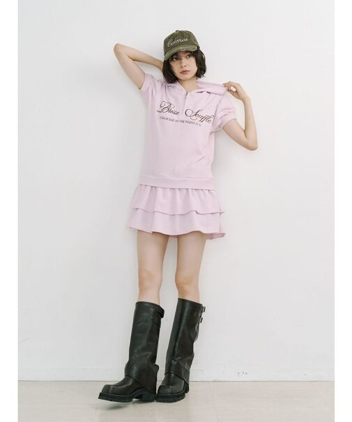 ロゴフリルミニワンピース