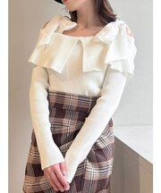 ボリュームリボンニットトップス