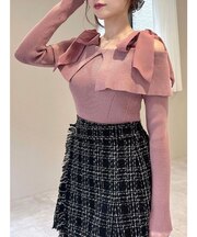 ボリュームリボンニットトップス